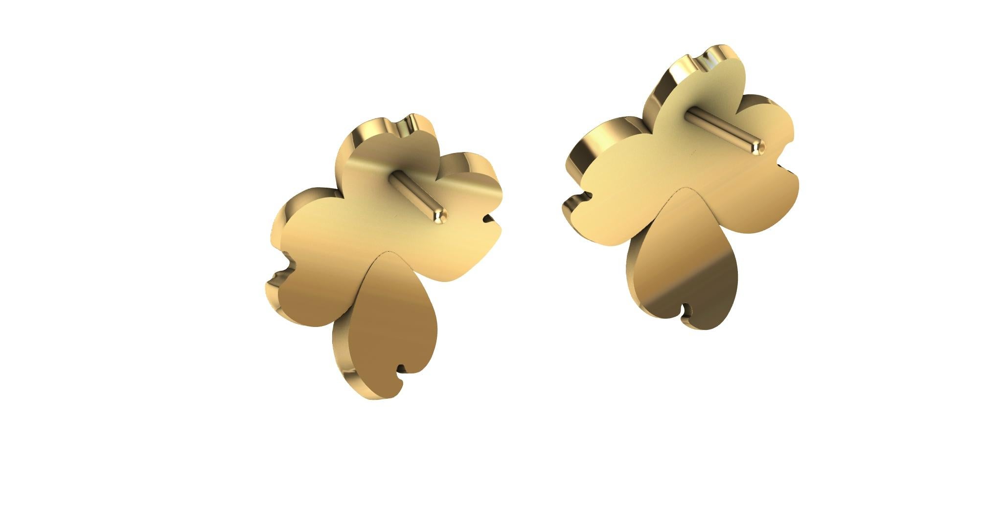 Boucle d'oreille en or jaune 14 carats avec diamants et bois de chêne Pour femmes en vente