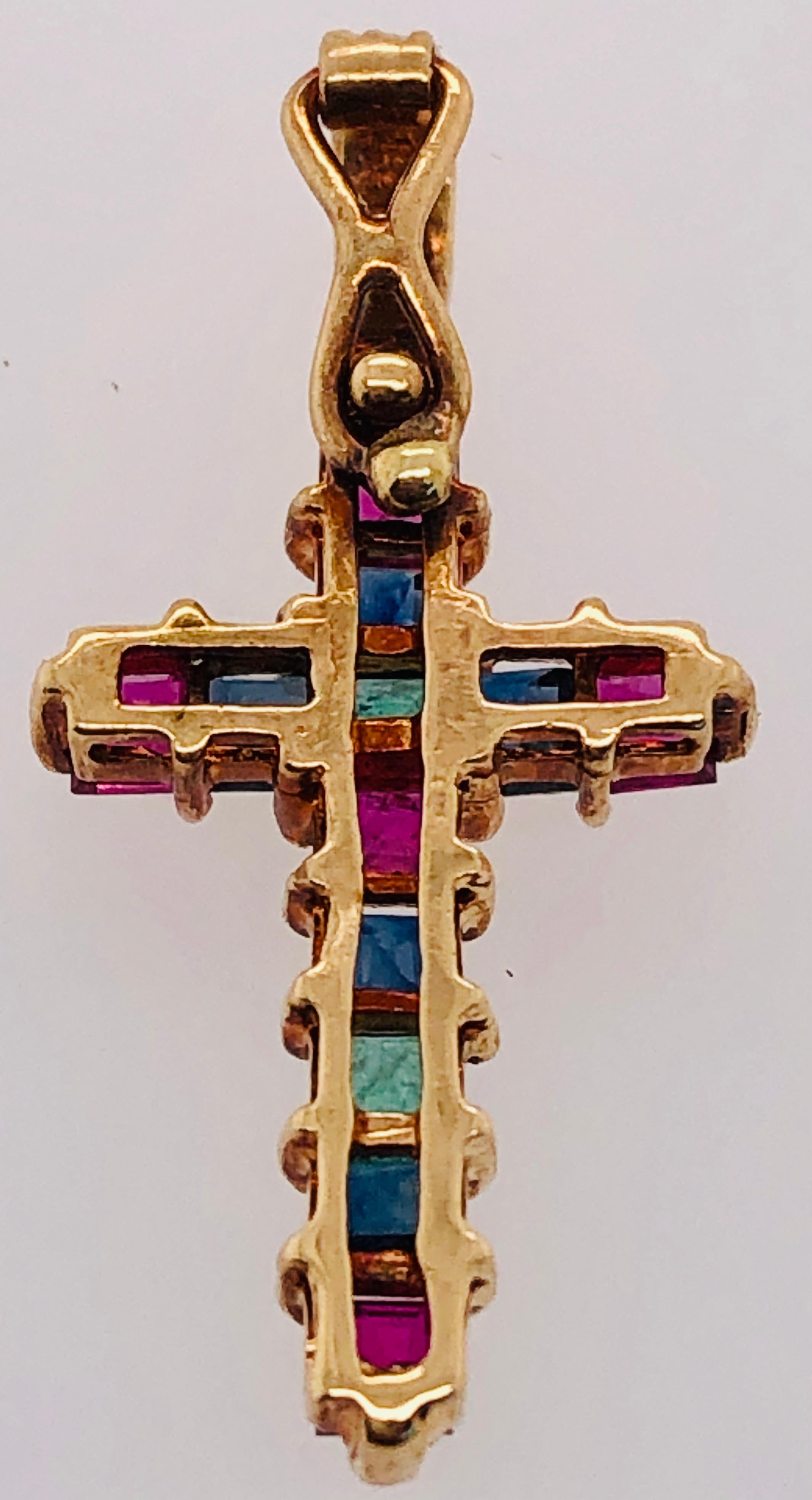 semi precious stone cross pendant