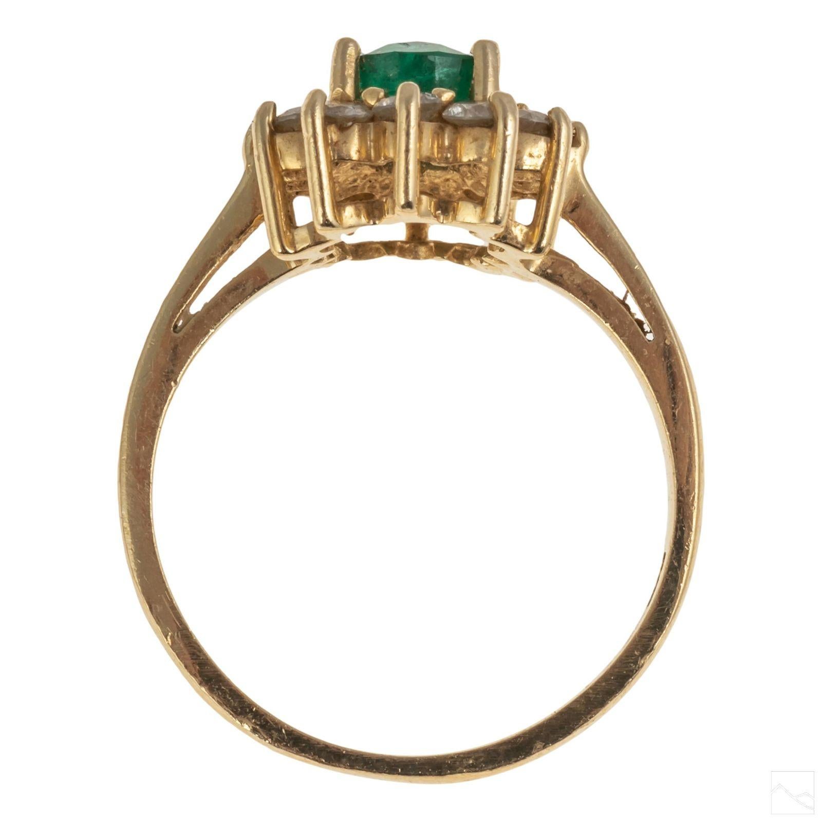 Emerald Cut Princess Diana Syle 14kg Emerald and Diamond Cocktail Ring For Sale