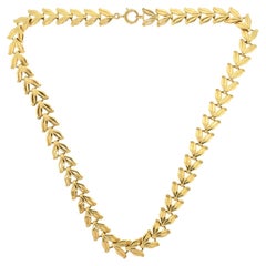 Leaf Design 14K Gold Choker Necklace
