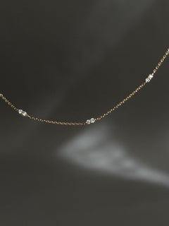 14kGold Natural Pave Diamond Necklace For Women Diamond Station Necklace For Her