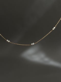 14kGold Natural Pave Diamond Necklace For Women Diamond Station Necklace For Her