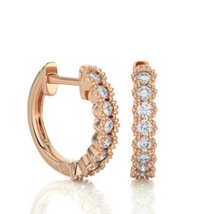 14KR Gold Antique Diamond Huggie Earrings. (0.37 Ct)