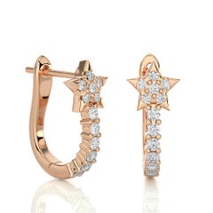 14KR Gold – Moderne Diamant- und Perlen-Huggie-Ohrringe (0,23 Karat).