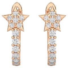 14KR Gold - Modern Diamond And Pearl Huggie Earrings (0.23 Ct).