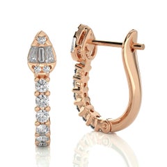 14KR Gold - Modern Diamond Huggie Earrings (0.30 Ct).
