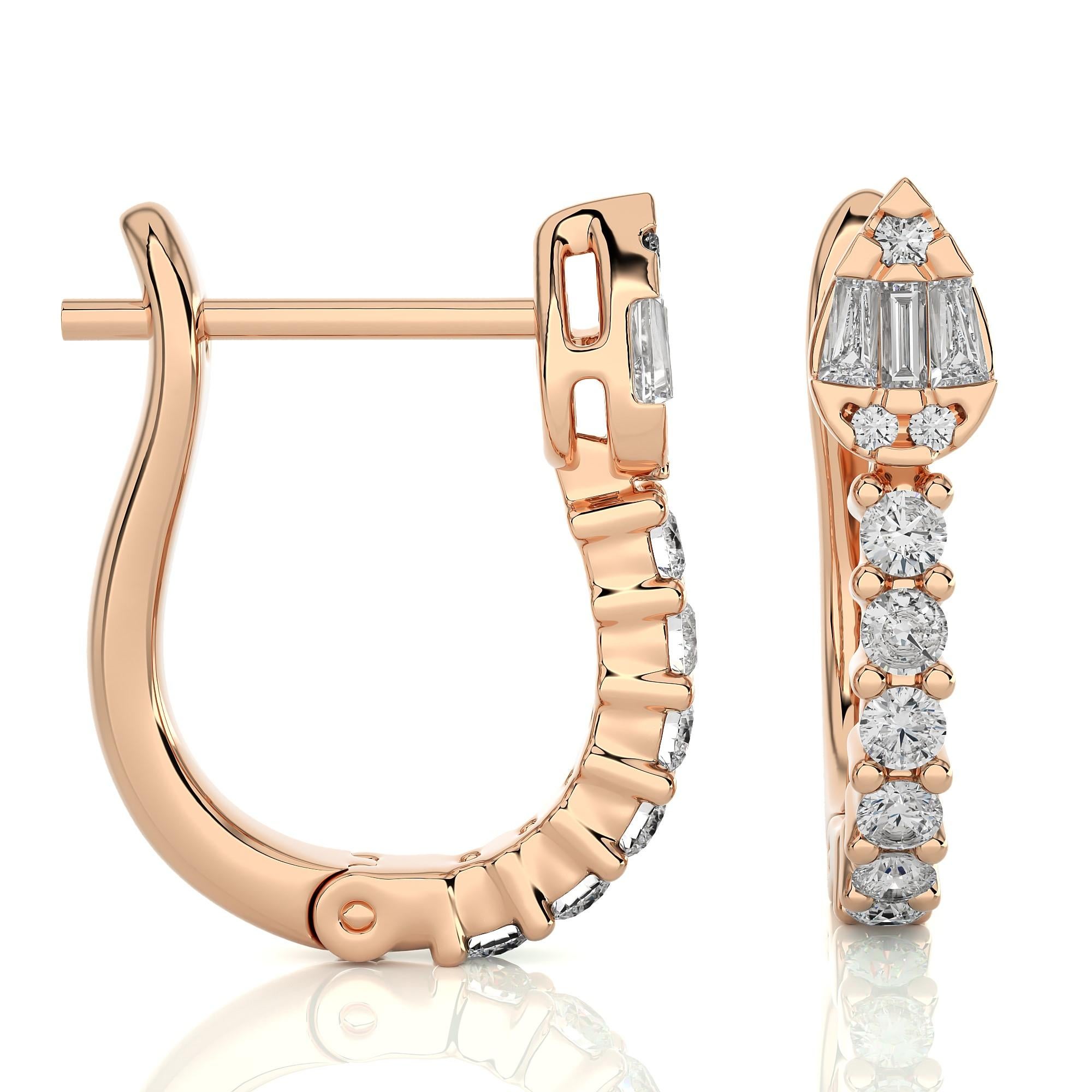 14KR Gold - Modern Diamond Huggie Earrings (0.30 Ct). In New Condition For Sale In New York, NY