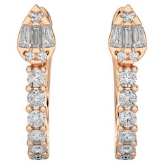 14KR Gold - Modern Diamond Huggie Earrings (0.30 Ct).
