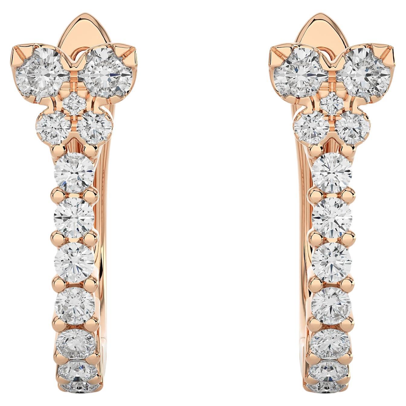 14KR Gold - Modern Diamond Huggie Earrings (0.31 Ct). For Sale