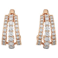 14KR Gold - Modern Diamond Huggie Earrings (0.70 Ct).