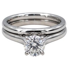 14kt 1.03ct Natural Round Brilliant Diamond Wedding Set, GIA Certified, F VS2