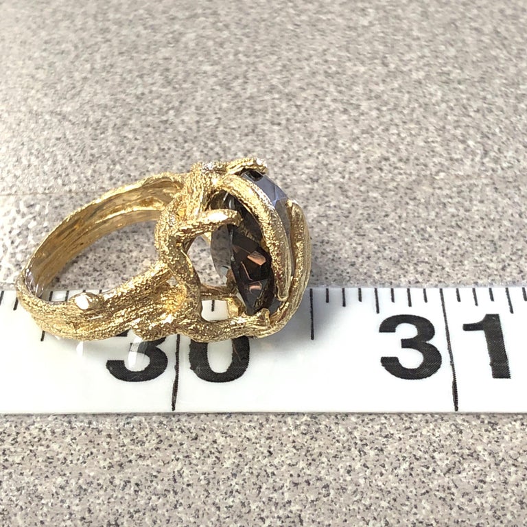 10K Gold Smoky Topaz Brutalist Ring