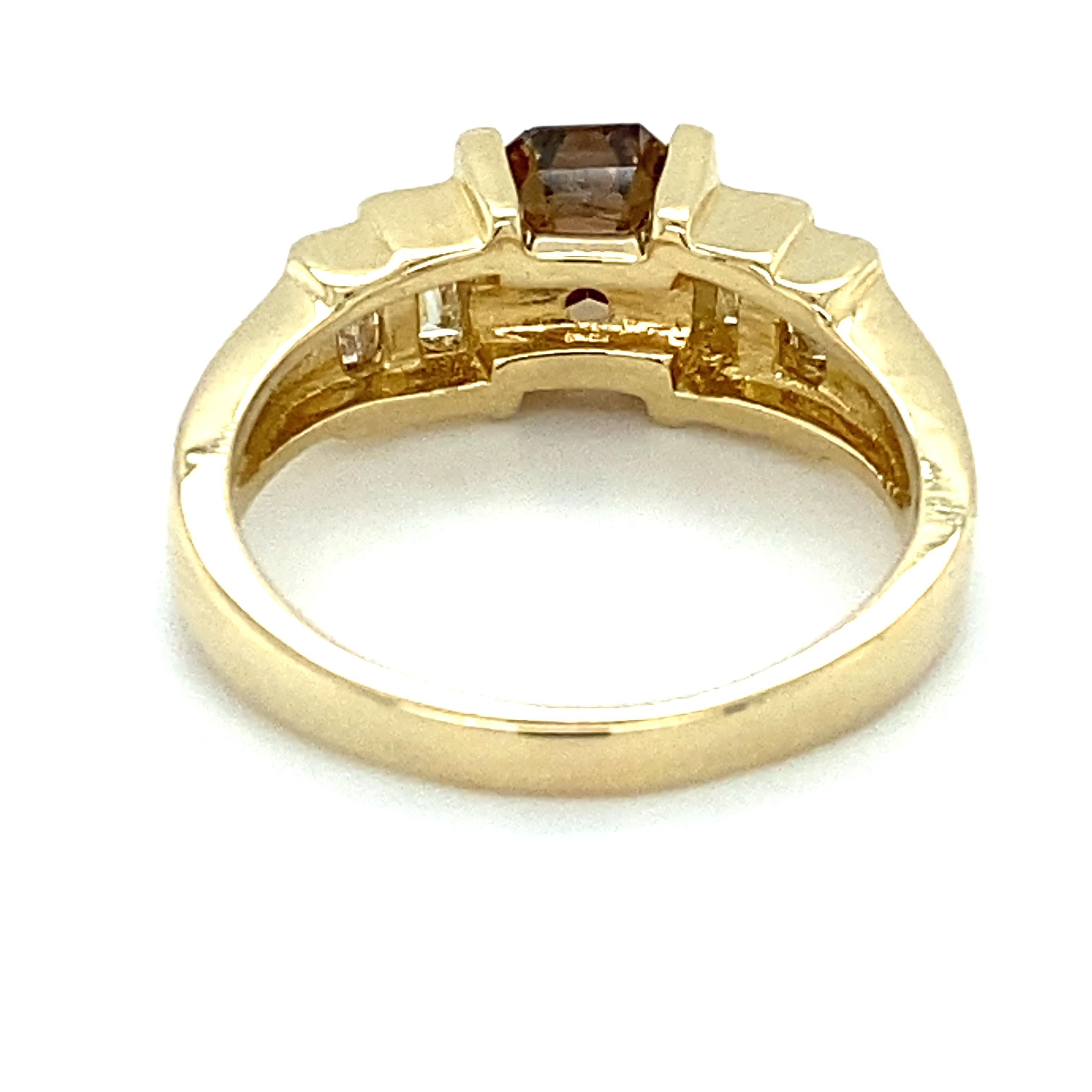 Contemporary 14 Karat 1.14 Carat Fancy Brown Diamond Ring