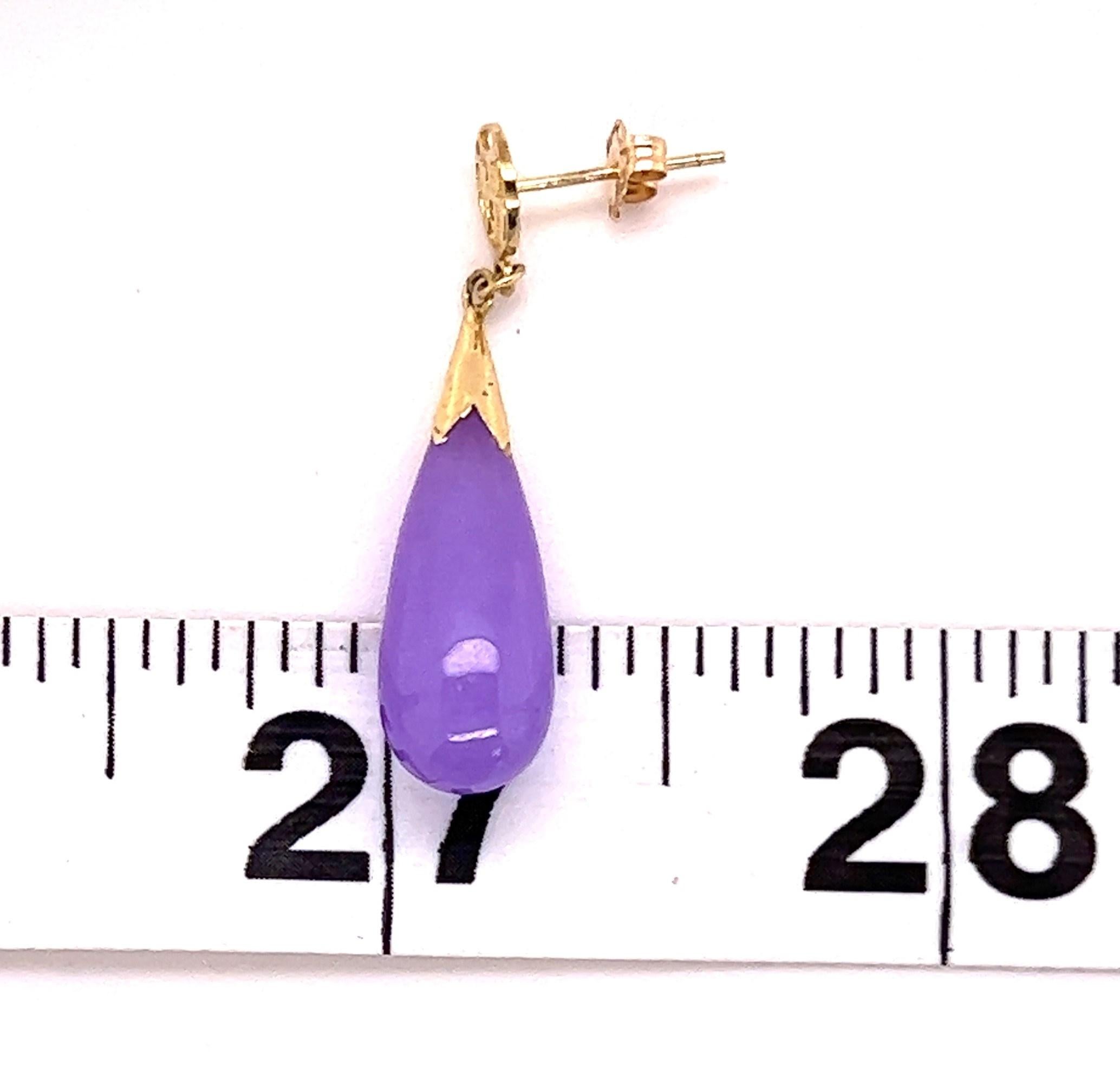 Women's or Men's 14kt 16.02 Carat Purple Jade Drop Earrings 