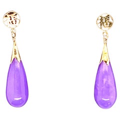 14kt 16.02 Carat Purple Jade Drop Earrings 