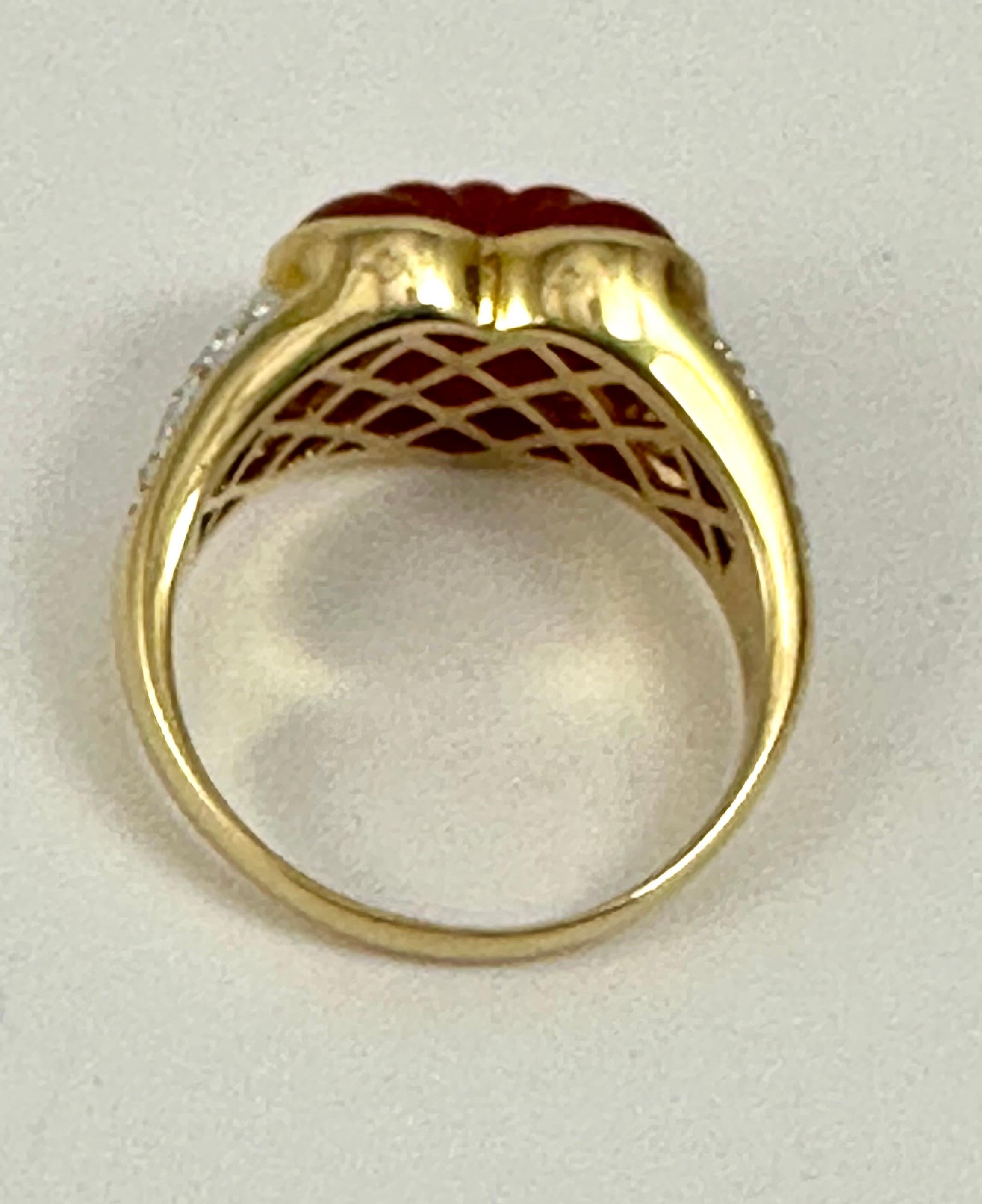 14kt 2 Tone  Yellow White Gold 13mm Wide Jade Heart Ring Size 9 1/2 In New Condition For Sale In Las Vegas, NV