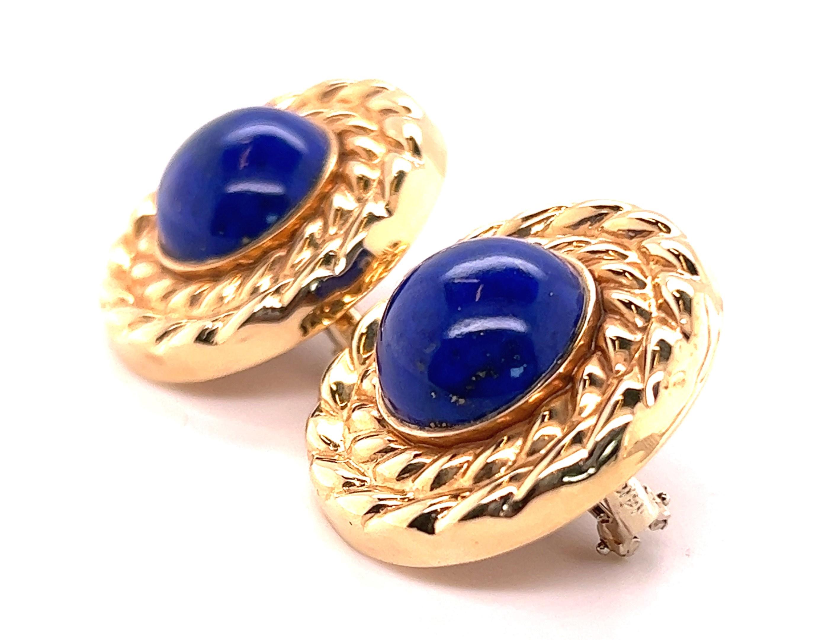 Round Cut 14kt 23.44 Carat Lapis Lazuli Earrings 