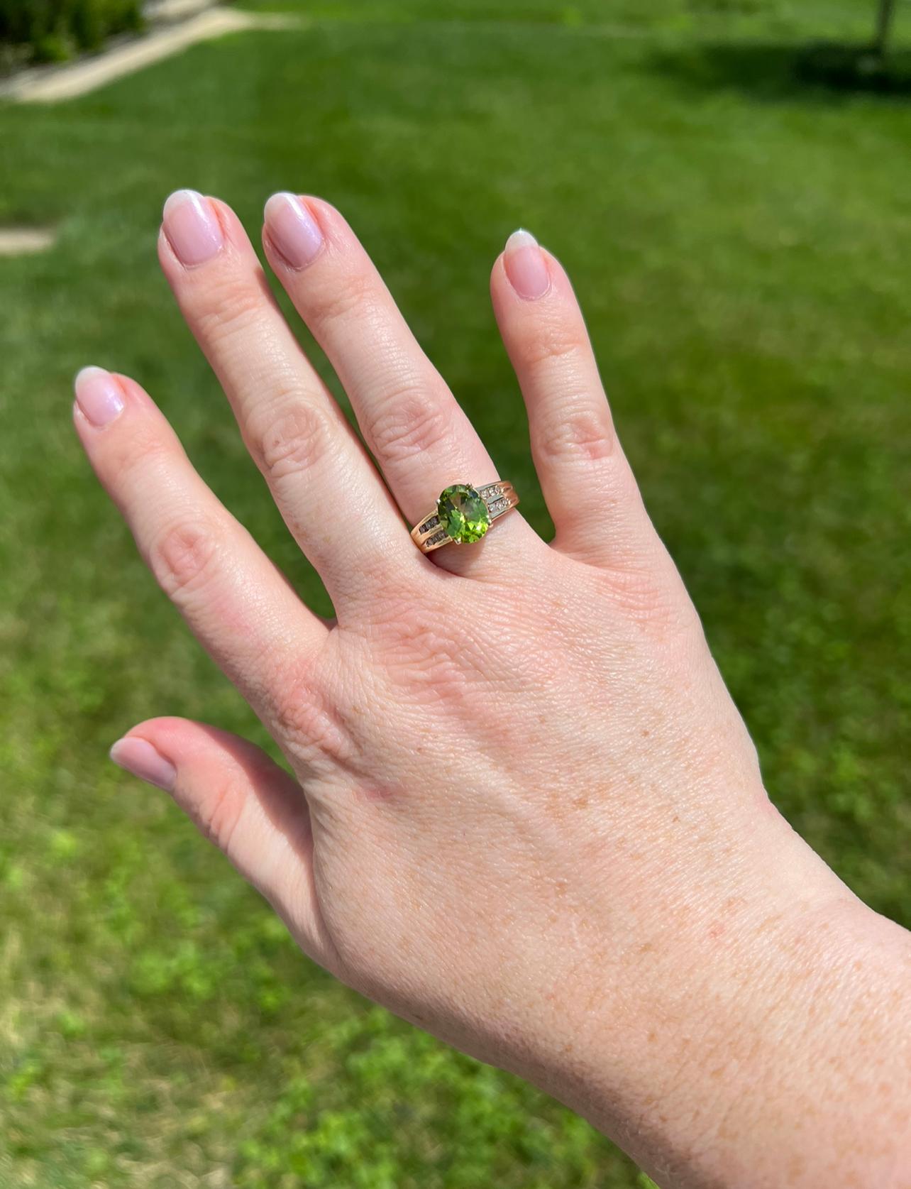 14kt 2.44Ct Peridot and Diamond Ring  For Sale 1