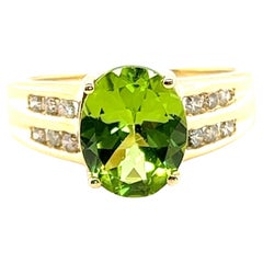 Bague 14kt 2.44Ct Péridot et Diamant 