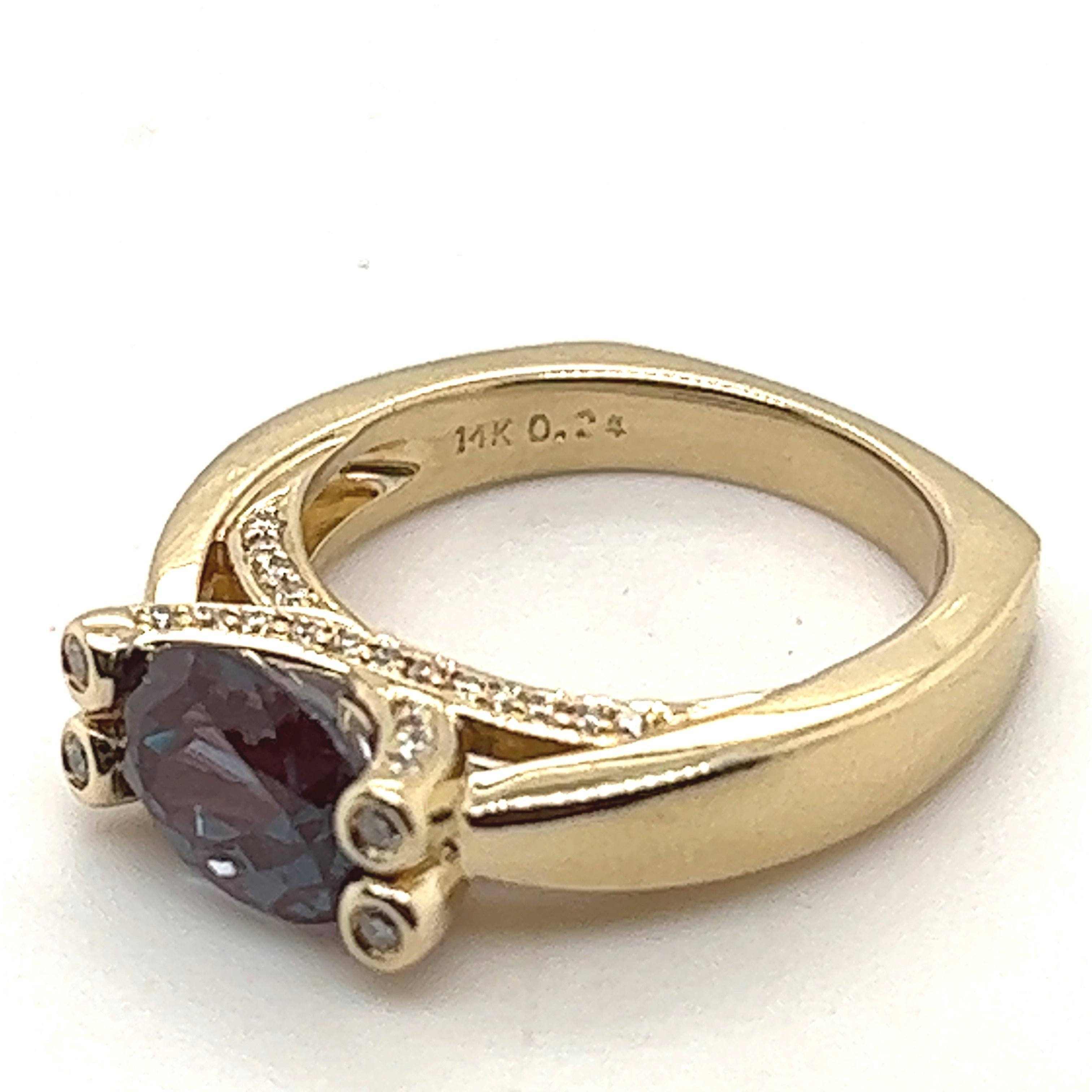 14KT 2.52 Carat Synthetic Alexandrite and Diamond Ring 1