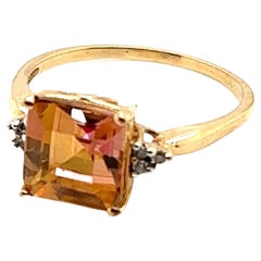 14kt 3.17 Carat Pink-Orange Mystic Topaz and Diamond Ring