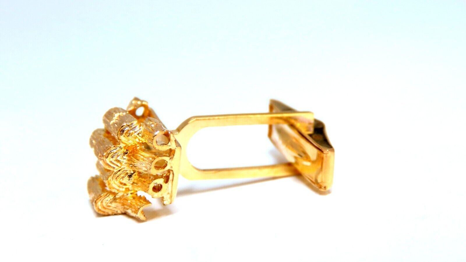 Women's or Men's 14kt 3D Textured Gold Cufflinks Tubular Bar Rustic For Sale