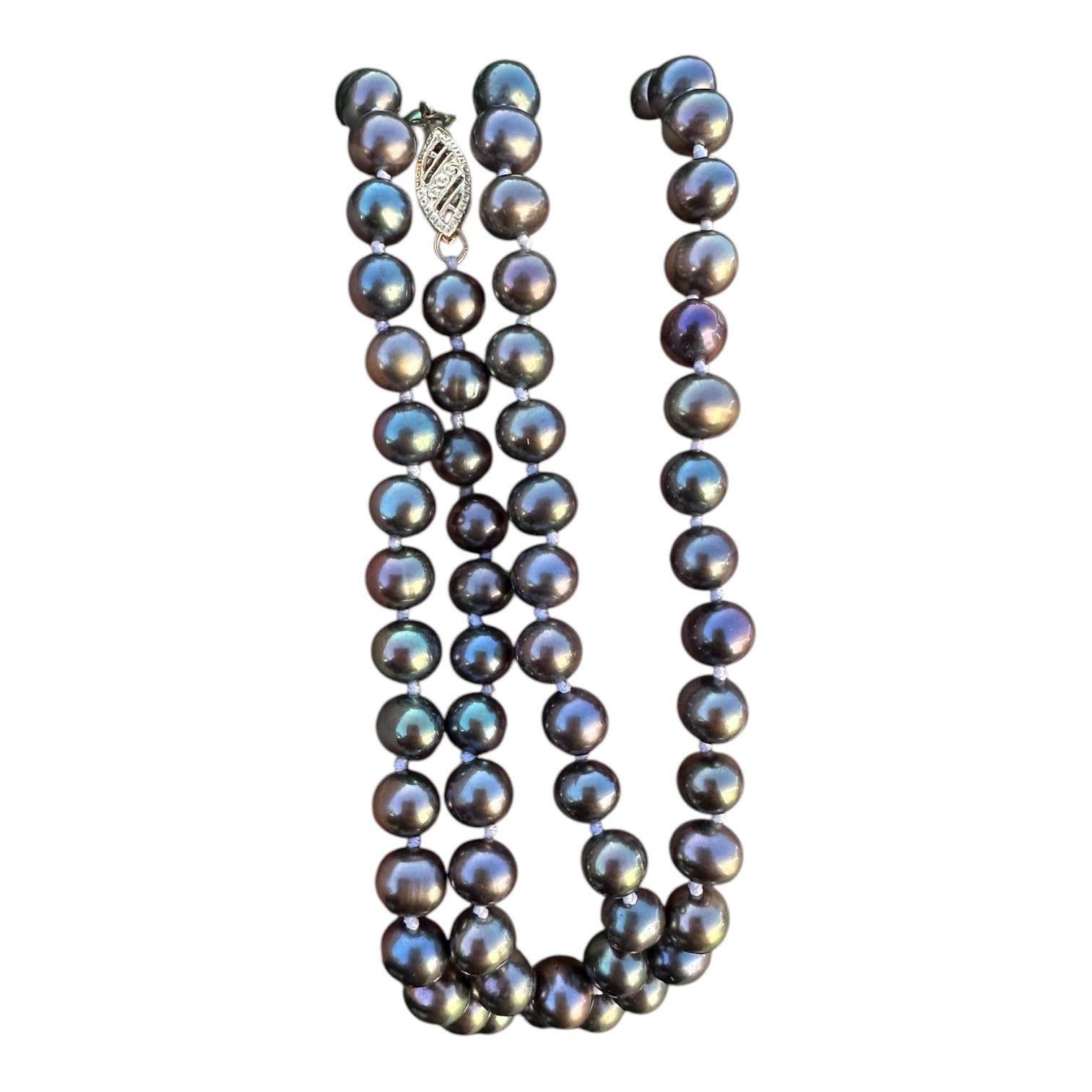 14kt 5,5 mm Tahiti-Zuchtperlen Blau/Lila 22