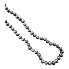 Collana di perle di coltura tahitiane 14kt 5,5 mm blu/viola da 22 pollici