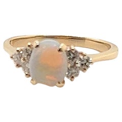 14kt .87 Carat Opal and Diamond Ring