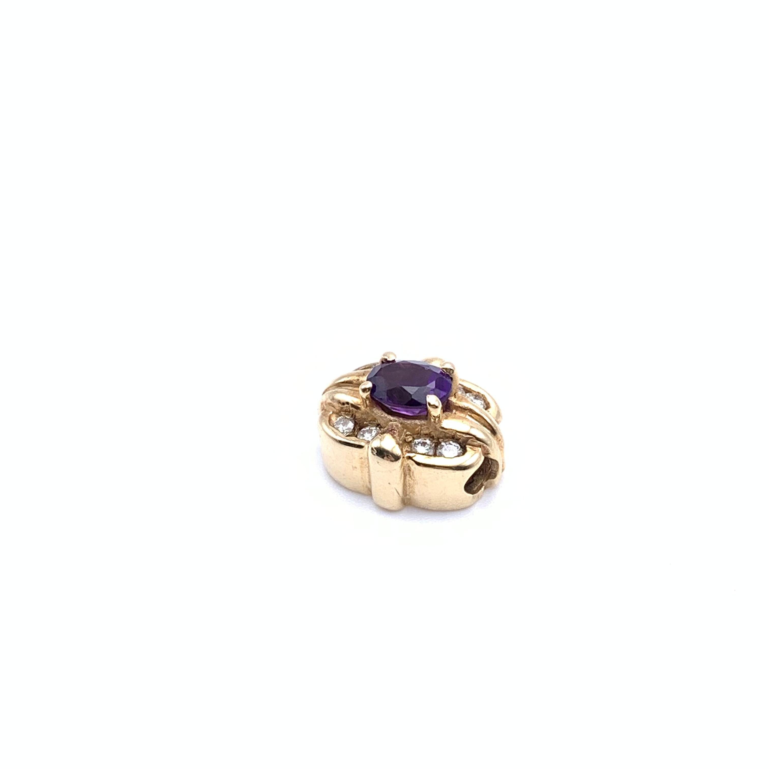 Vittoriano Bracciale con ametista e diamanti 14KT Slider in vendita