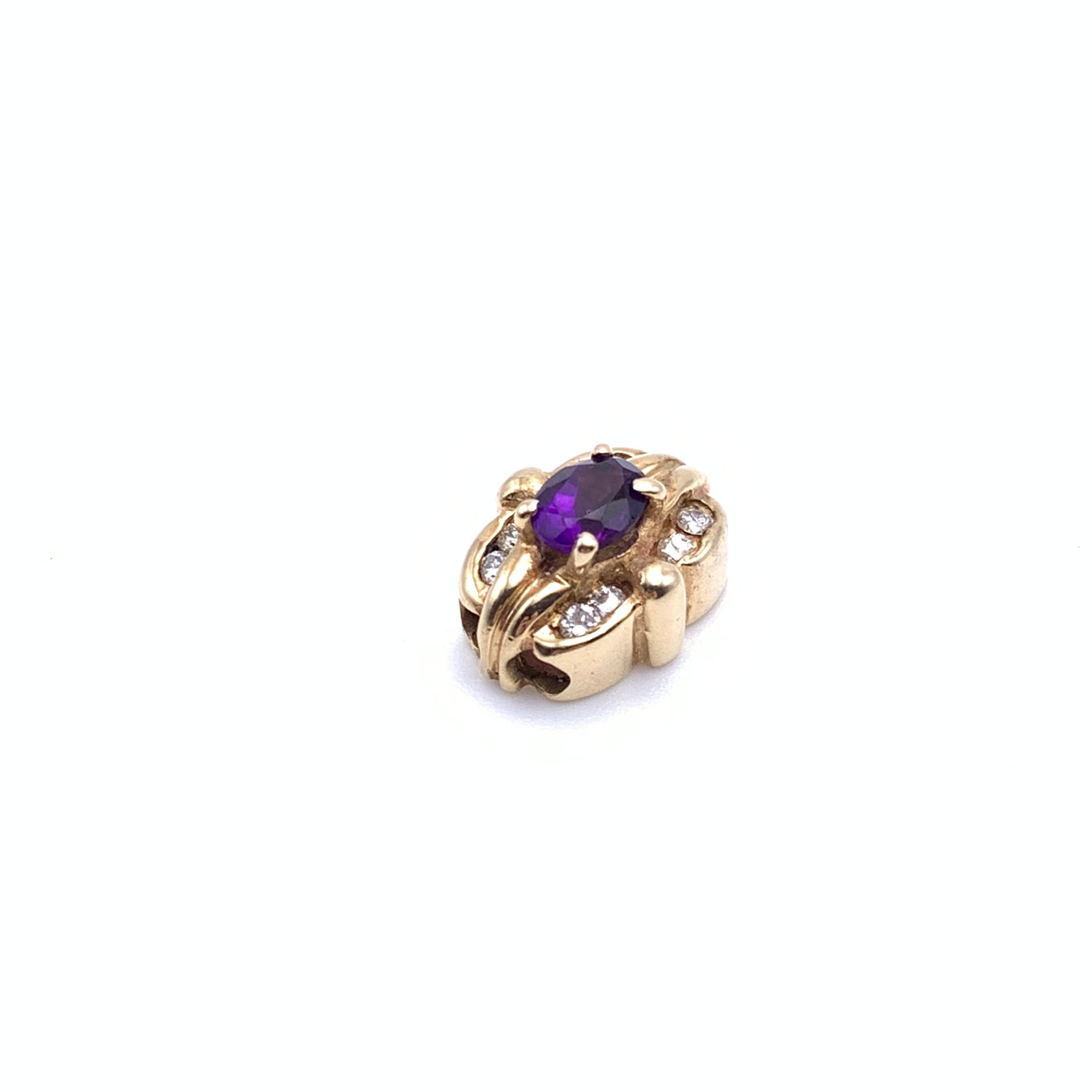 Taglio ovale Bracciale con ametista e diamanti 14KT Slider in vendita