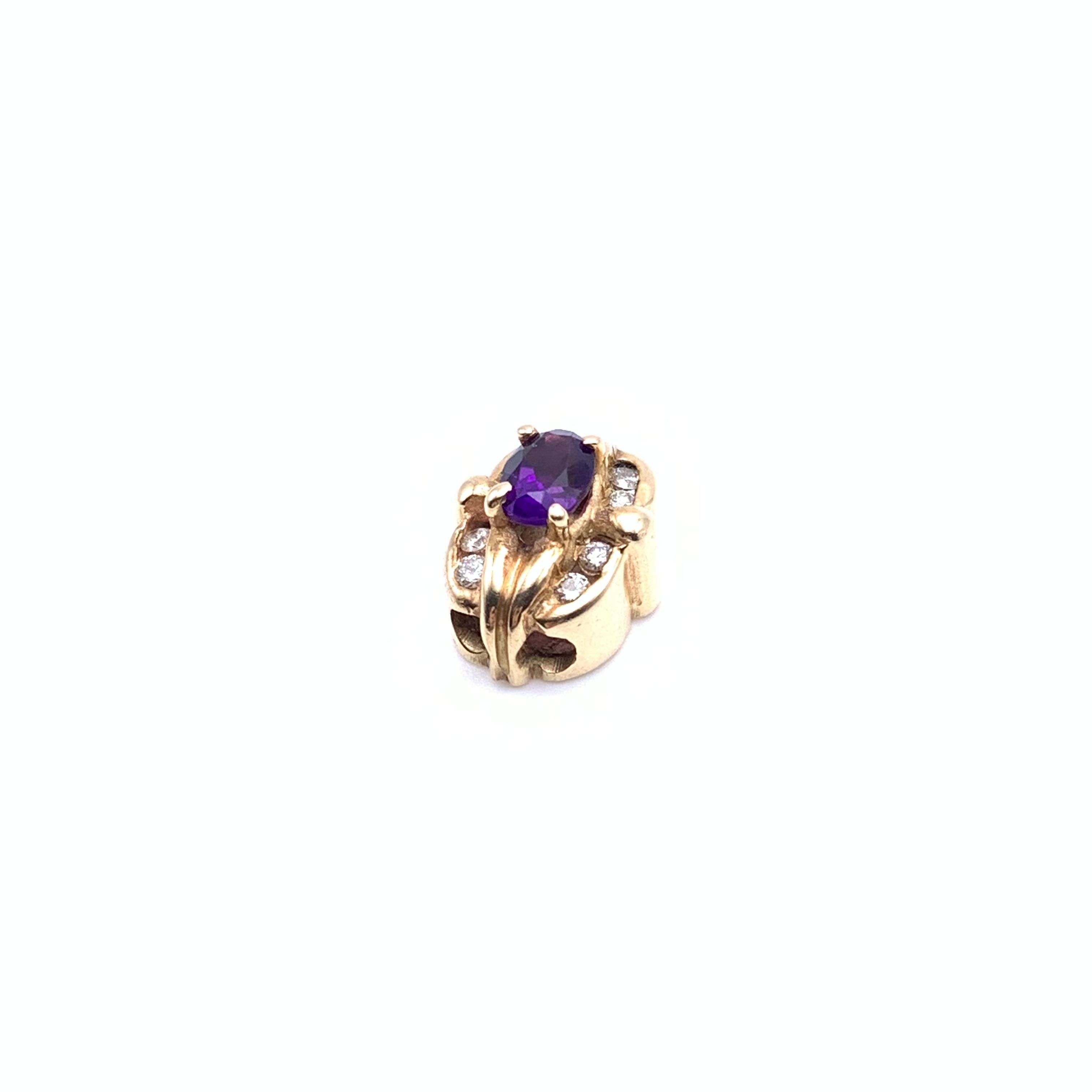 Bracciale con ametista e diamanti 14KT Slider In condizioni buone in vendita a Lynchburg, VA