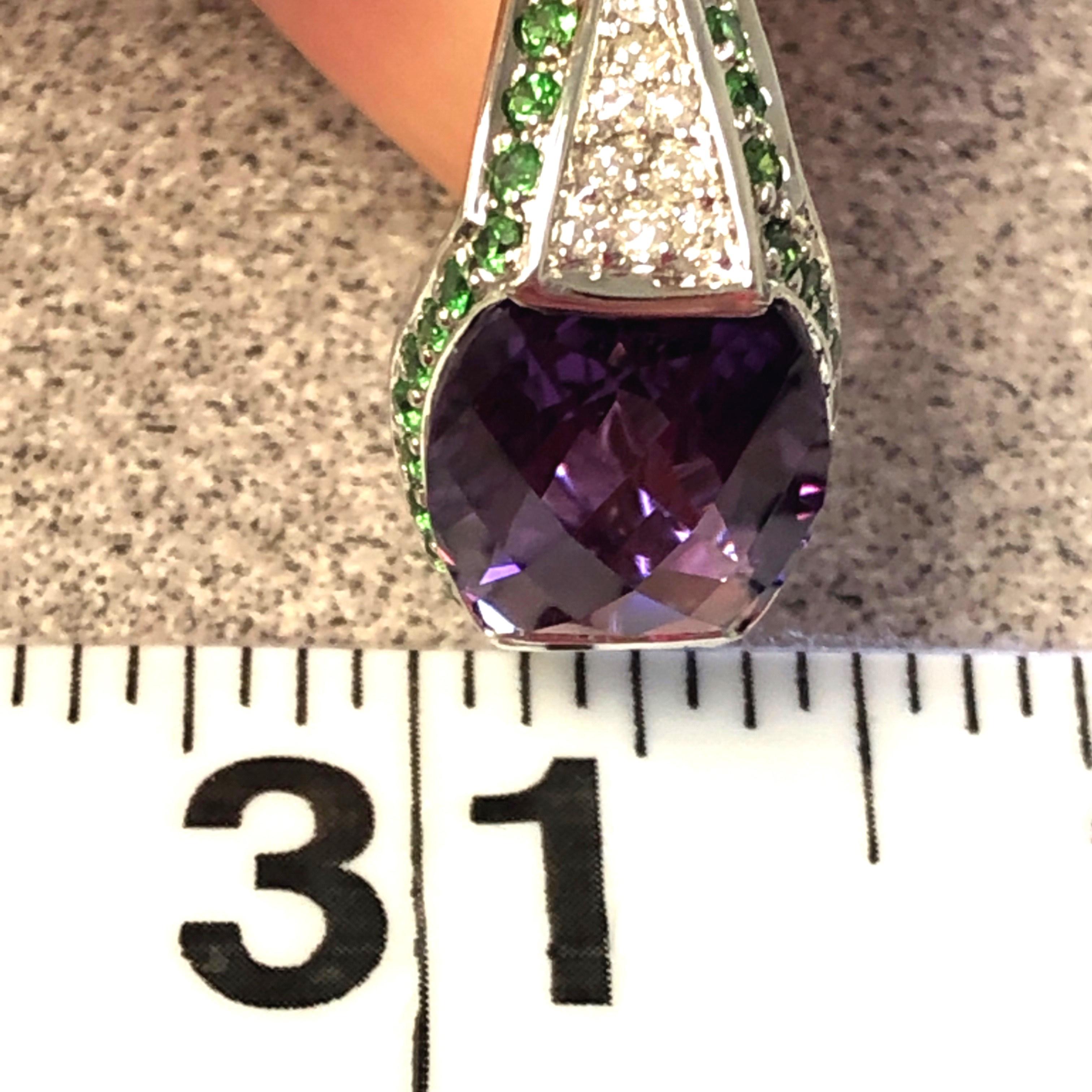 14kt Amethyst, Tsavorite and Diamond Ring 1
