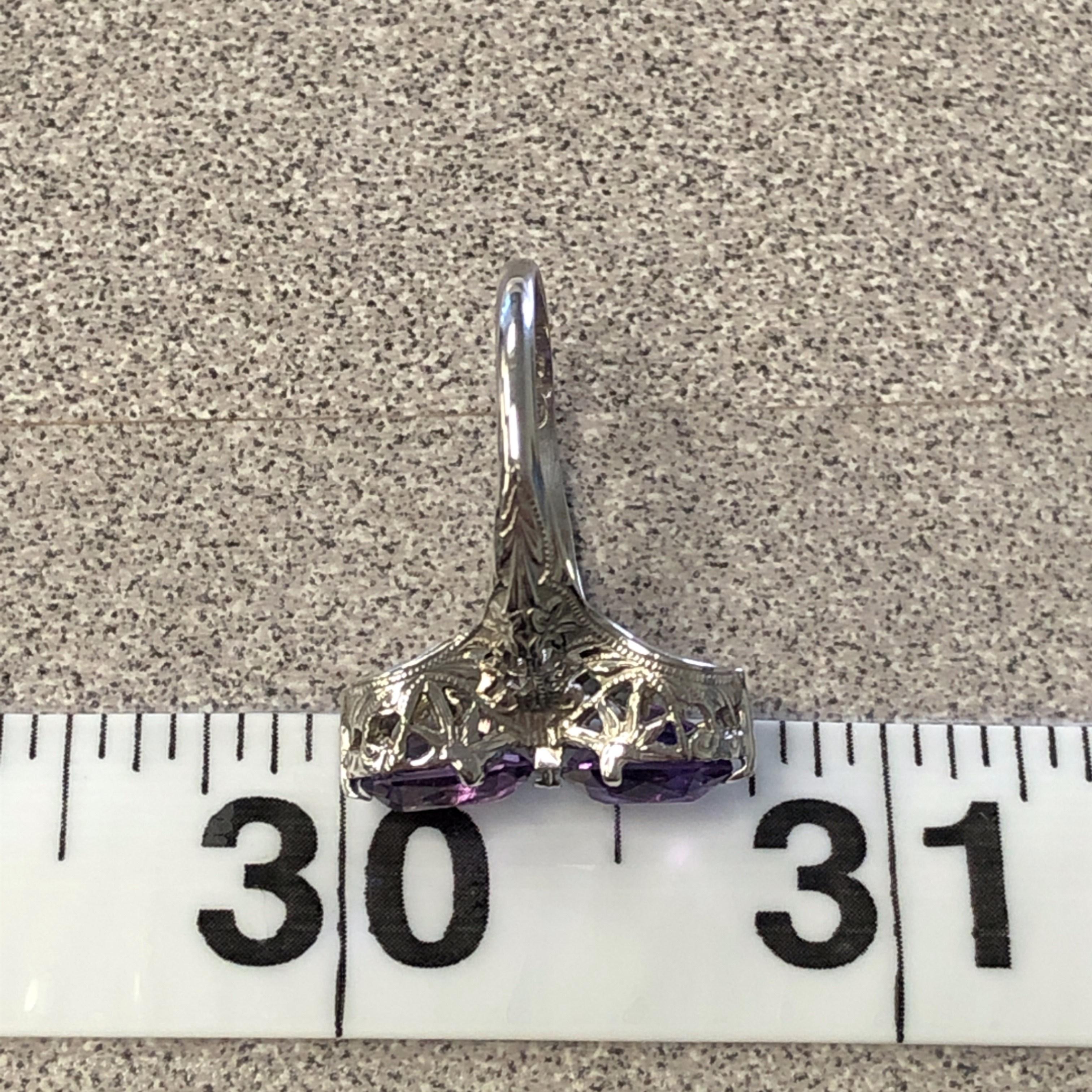 14kt Art Deco Amethyst Filigree Toi et Moi Ring 2
