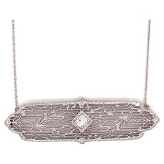 14kt Art Deco Necklace with .15 Carat Old European Cut Diamond