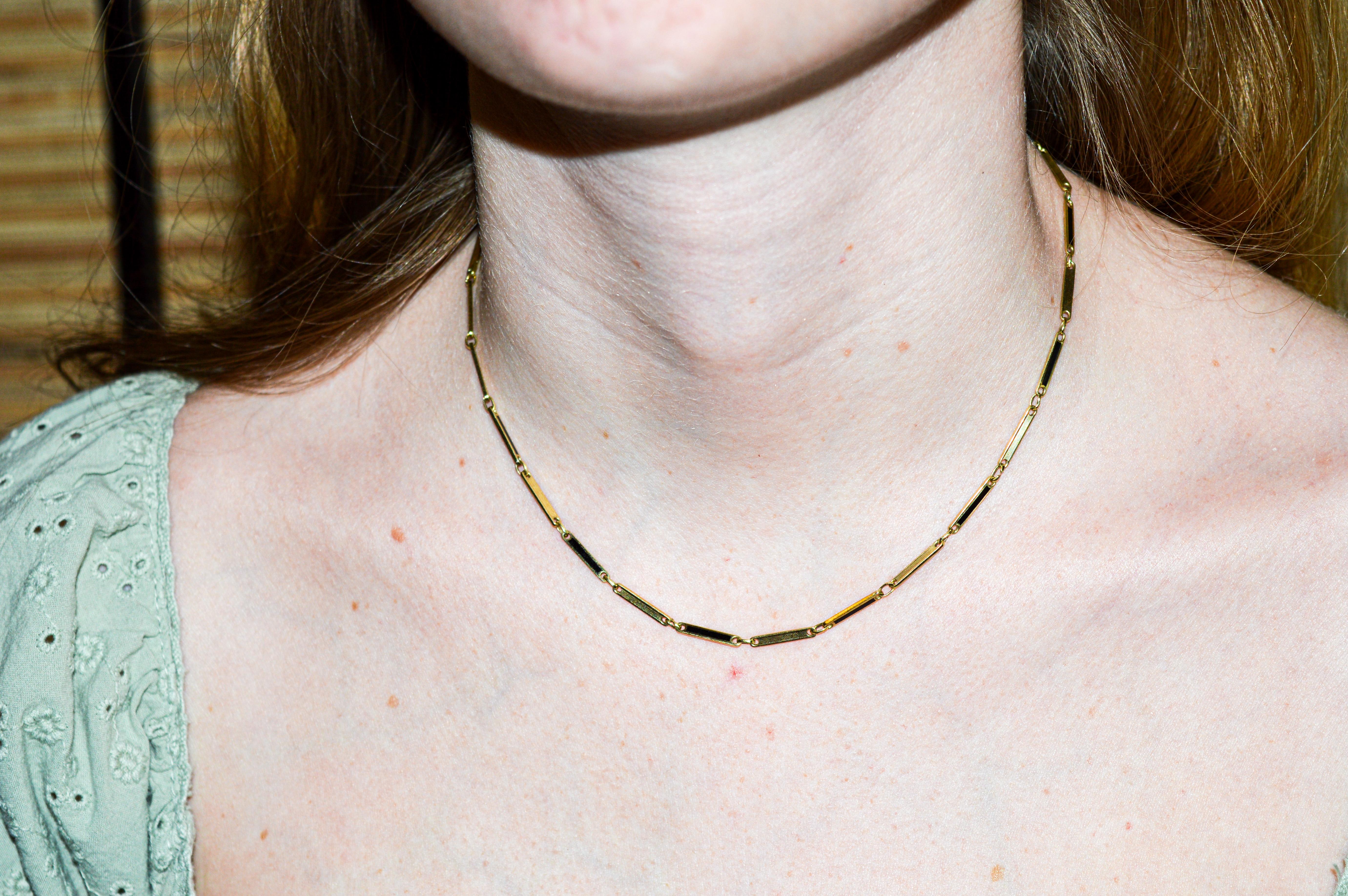 14Kt Art Deco Taschenuhr Kette, oder Halskette oder Armband mit Emaille-Inlay im Angebot 4