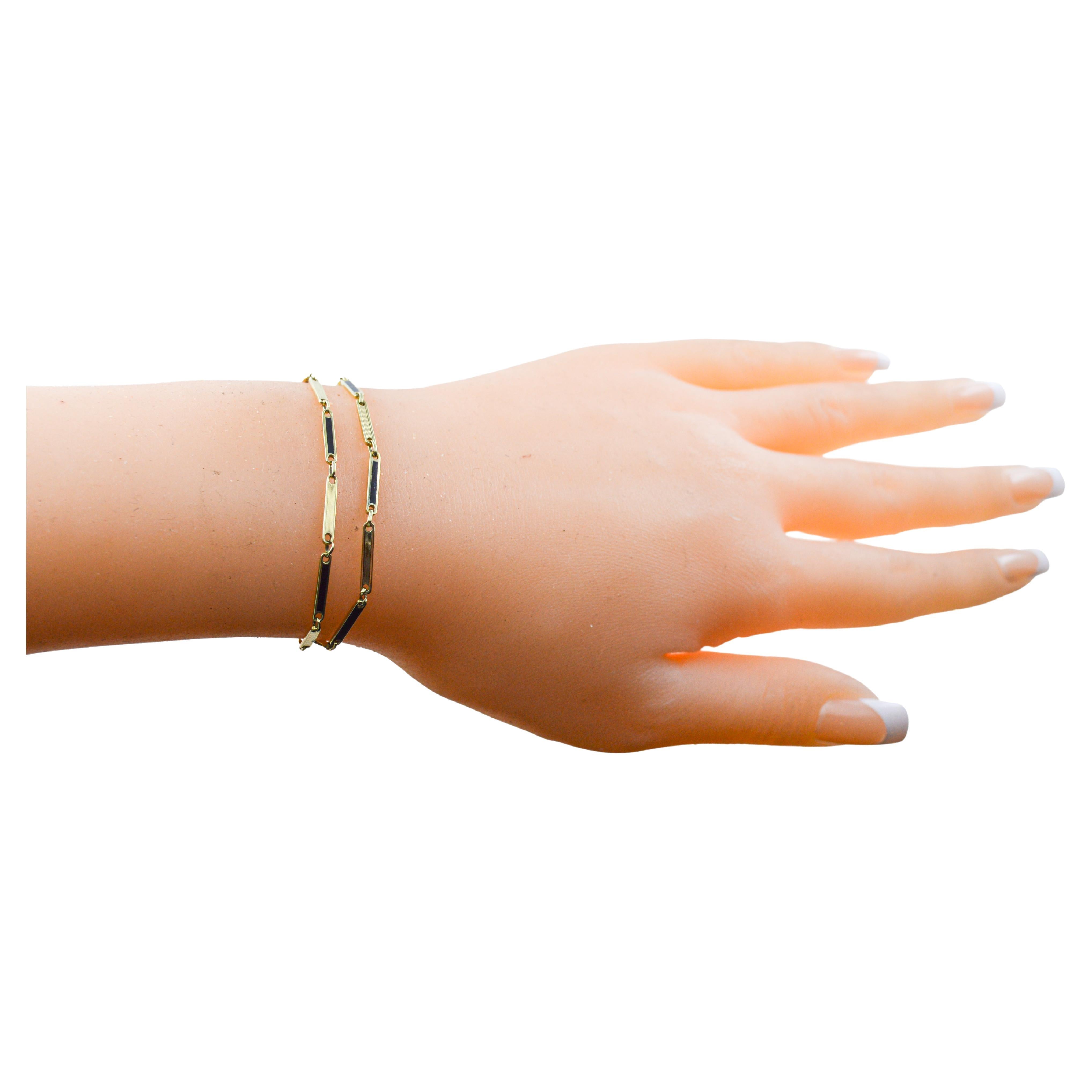 14Kt Art Deco Taschenuhr Kette, oder Halskette oder Armband mit Emaille-Inlay für Damen oder Herren im Angebot