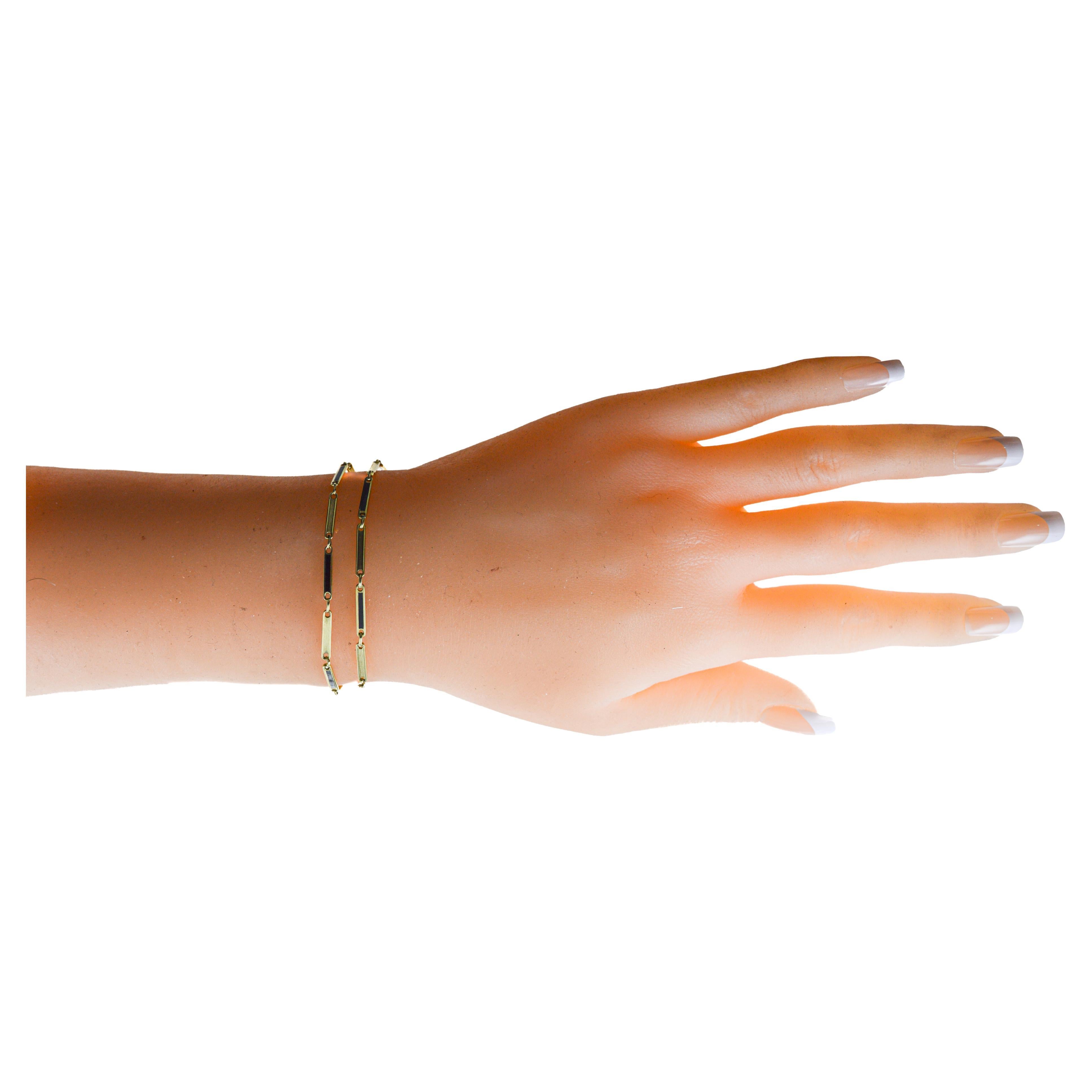 14Kt Art Deco Taschenuhr Kette, oder Halskette oder Armband mit Emaille-Inlay im Angebot 1