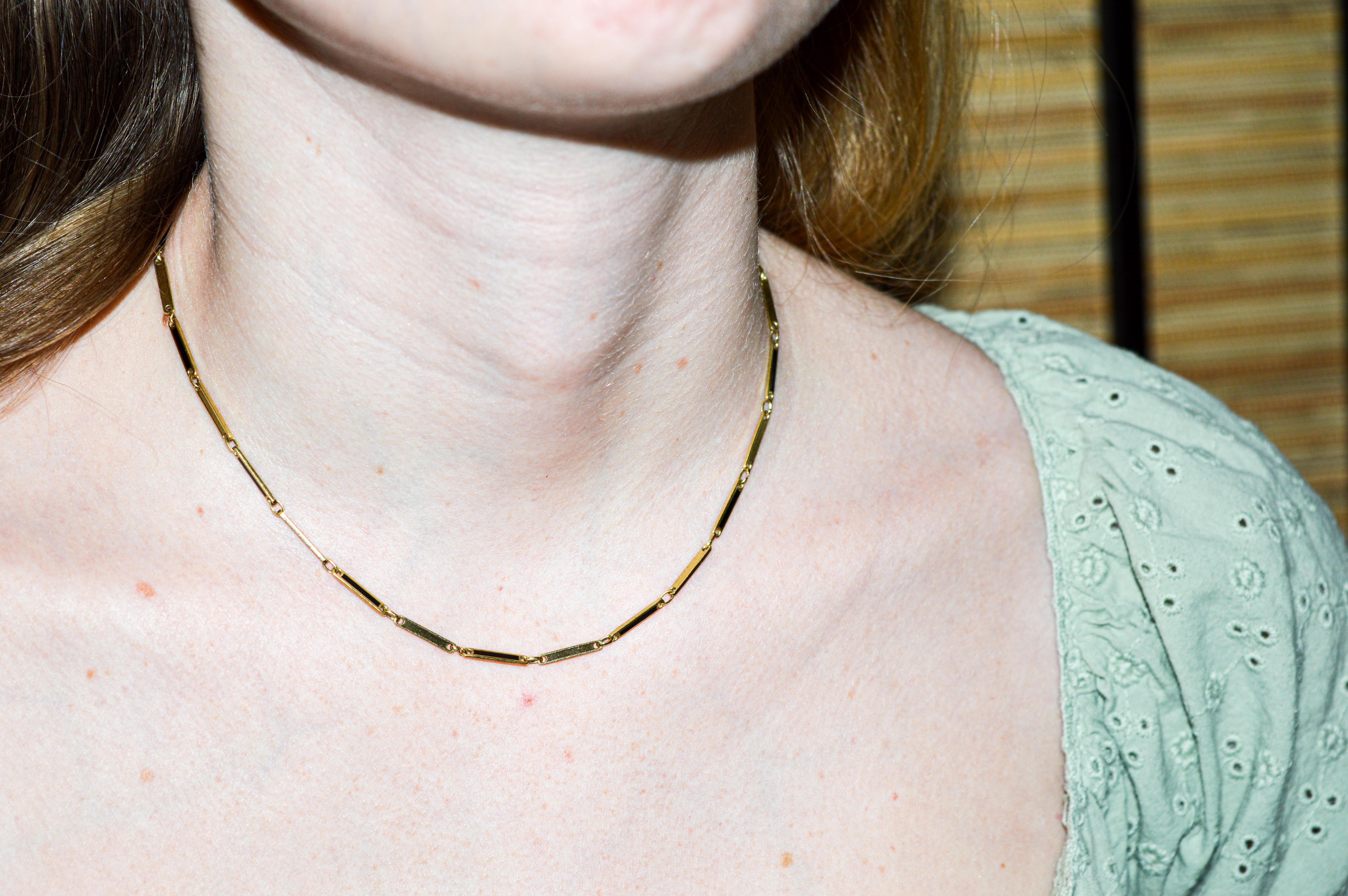 14Kt Art Deco Taschenuhr Kette, oder Halskette oder Armband mit Emaille-Inlay im Angebot 3