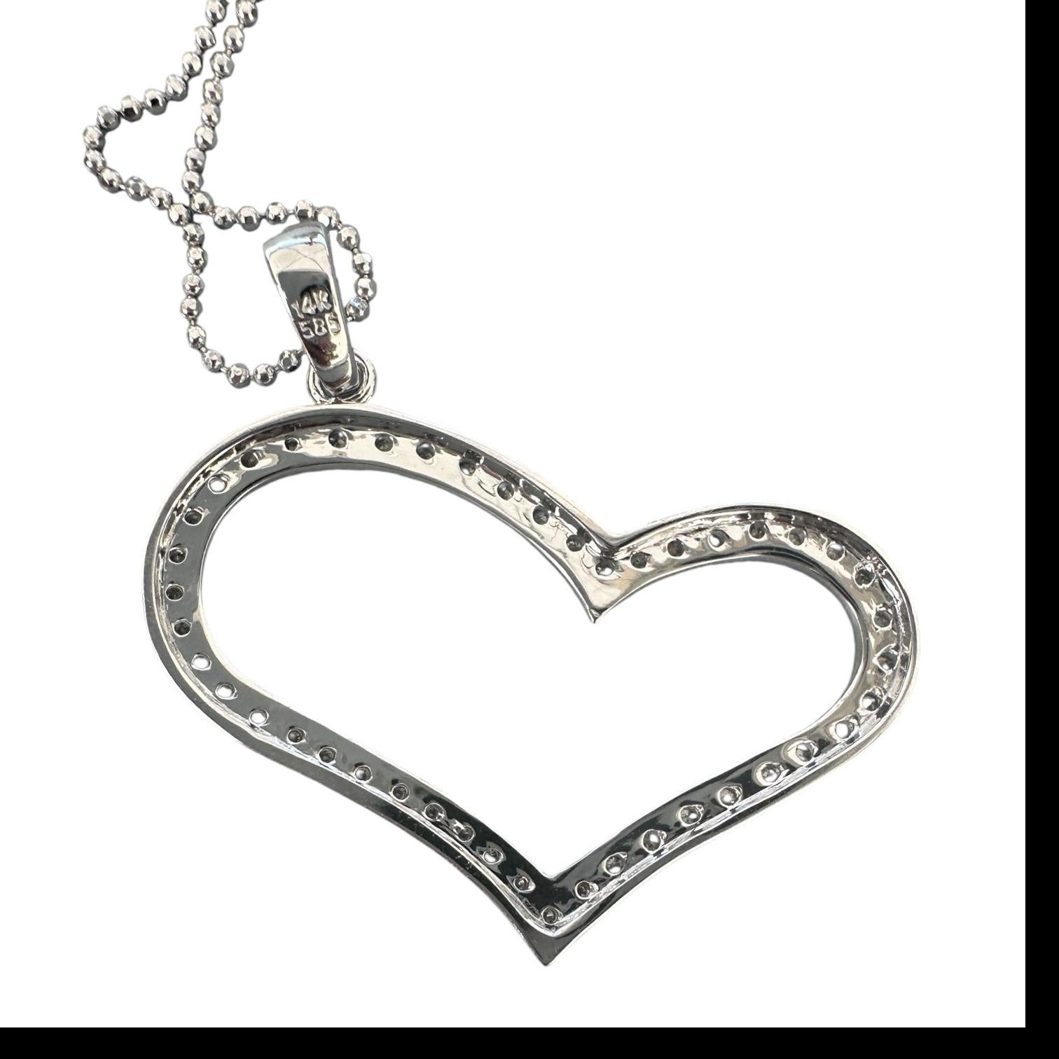 Contemporaneo Ciondolo in oro bianco 14kt Artistics 1/3ct Diamond Heart 1