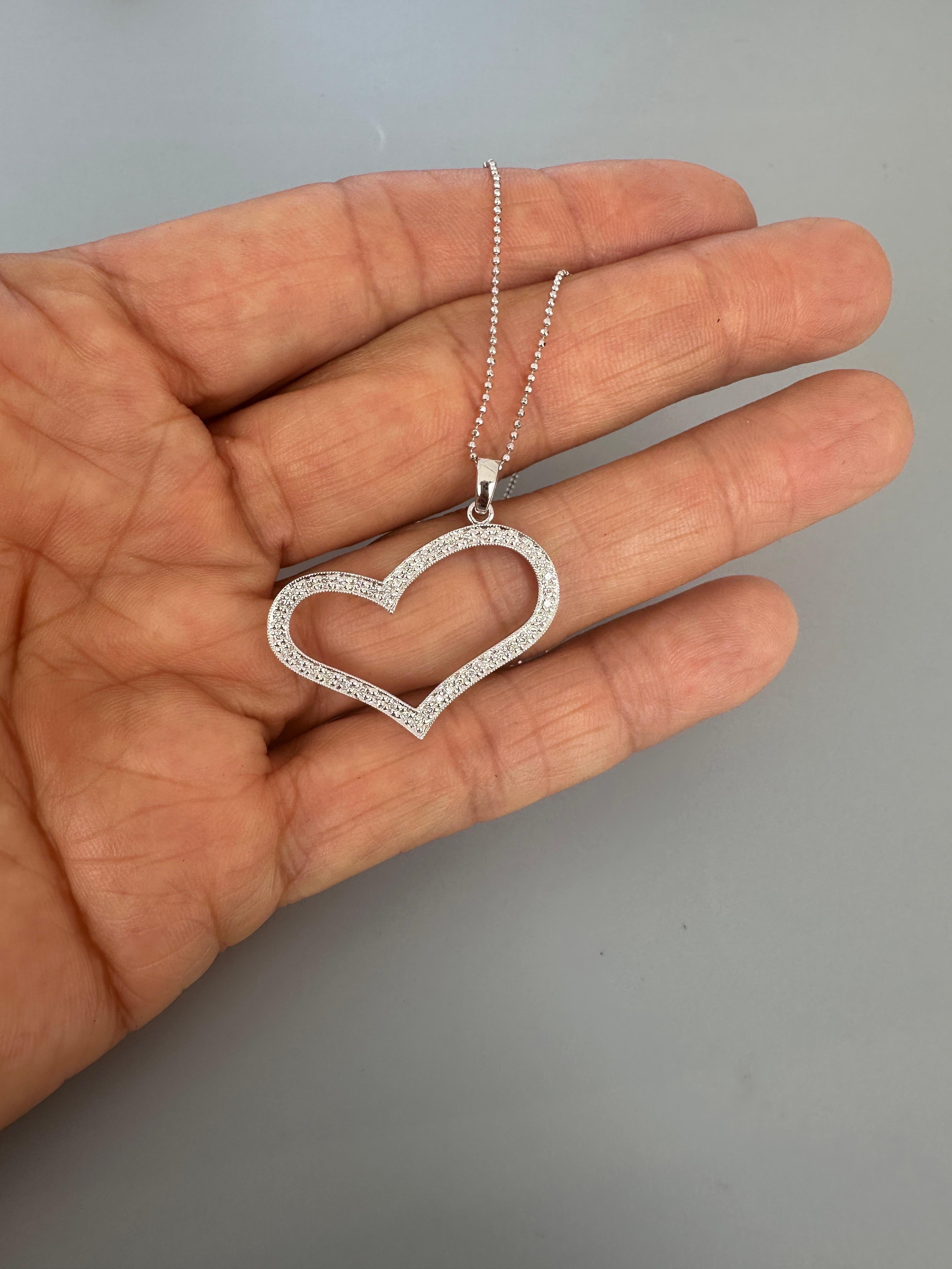 Taglio rotondo Ciondolo in oro bianco 14kt Artistics 1/3ct Diamond Heart 1
