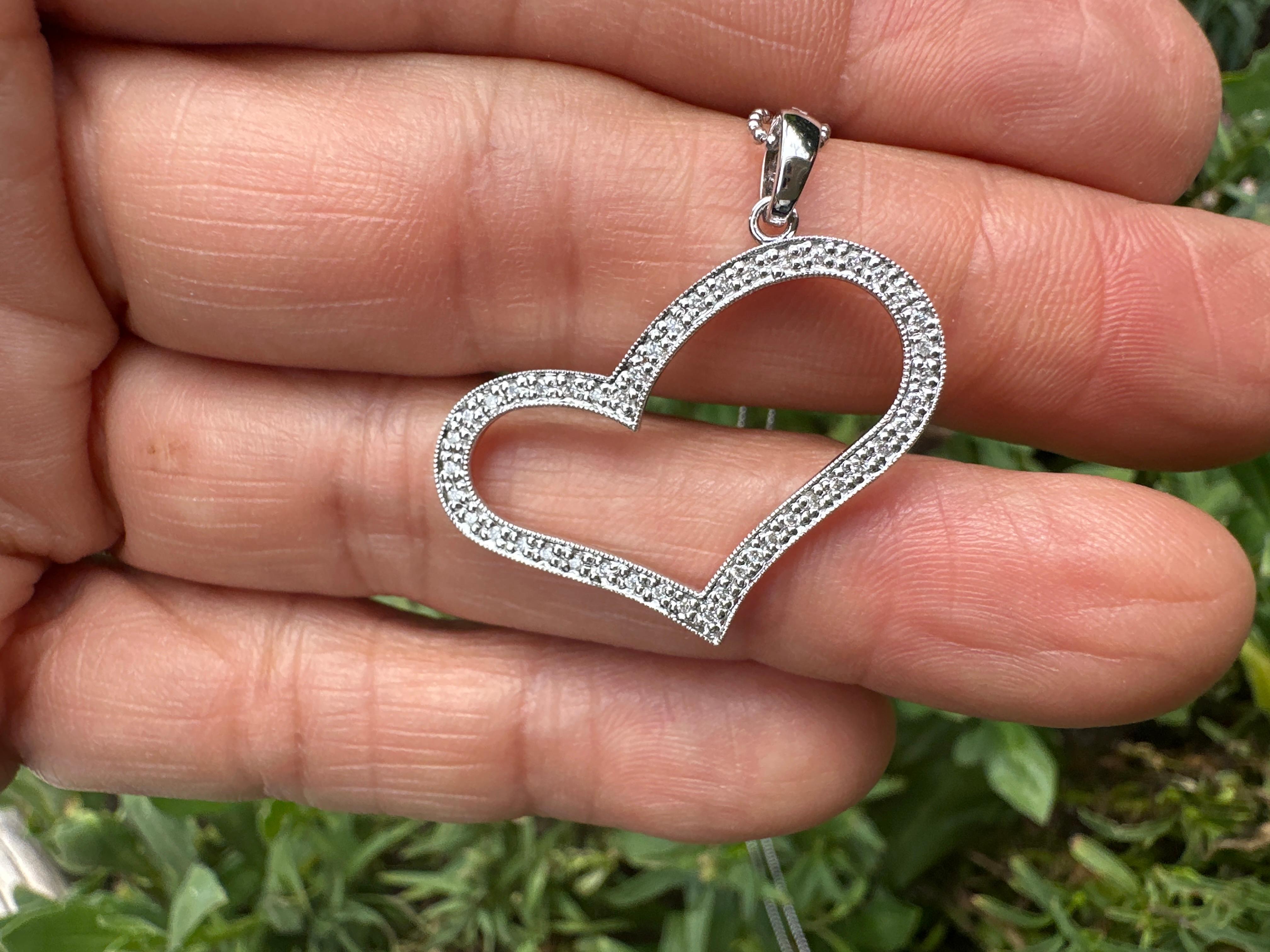 da uomo o donna Ciondolo in oro bianco 14kt Artistics 1/3ct Diamond Heart 1