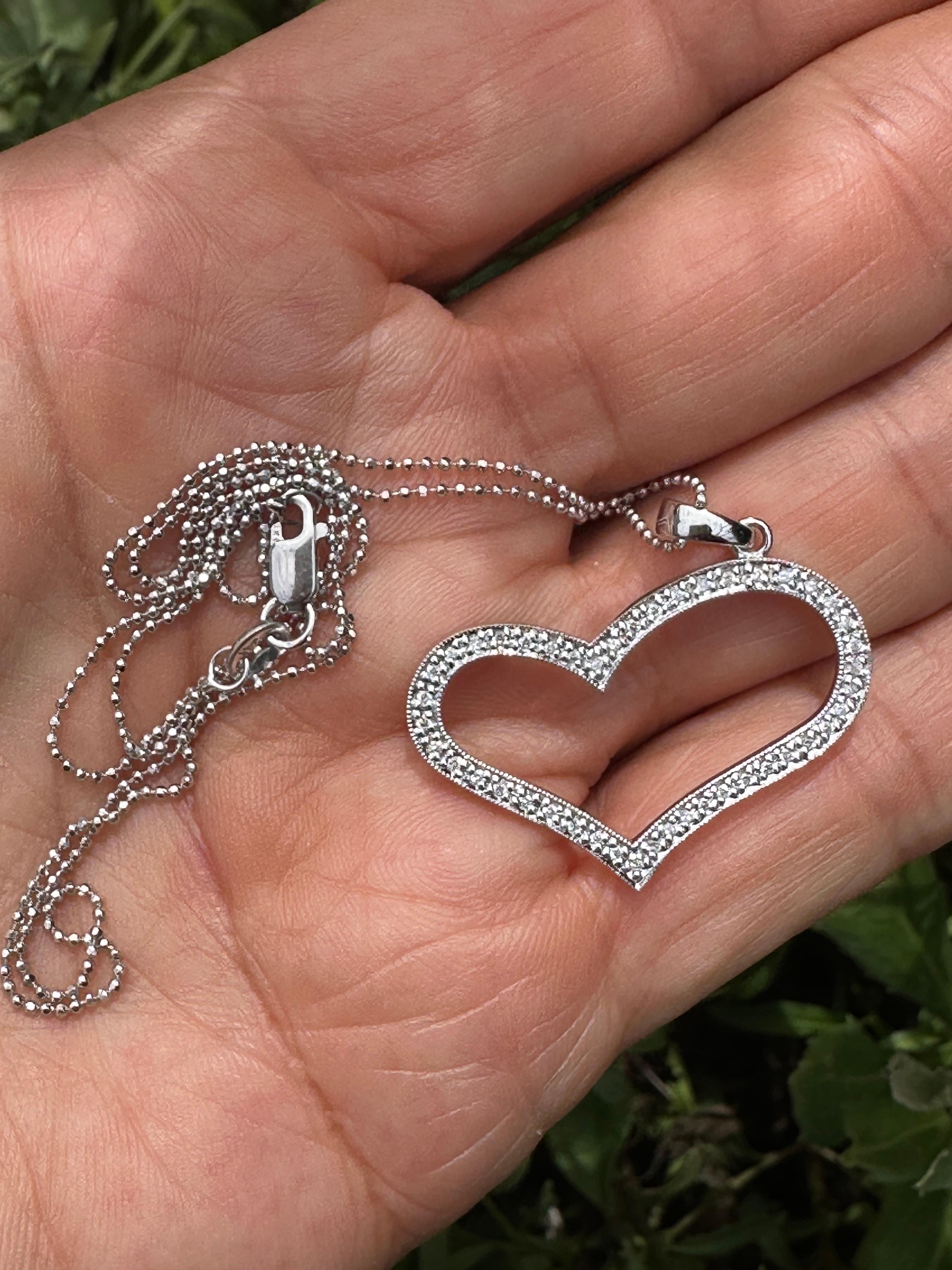 Ciondolo in oro bianco 14kt Artistics 1/3ct Diamond Heart 1