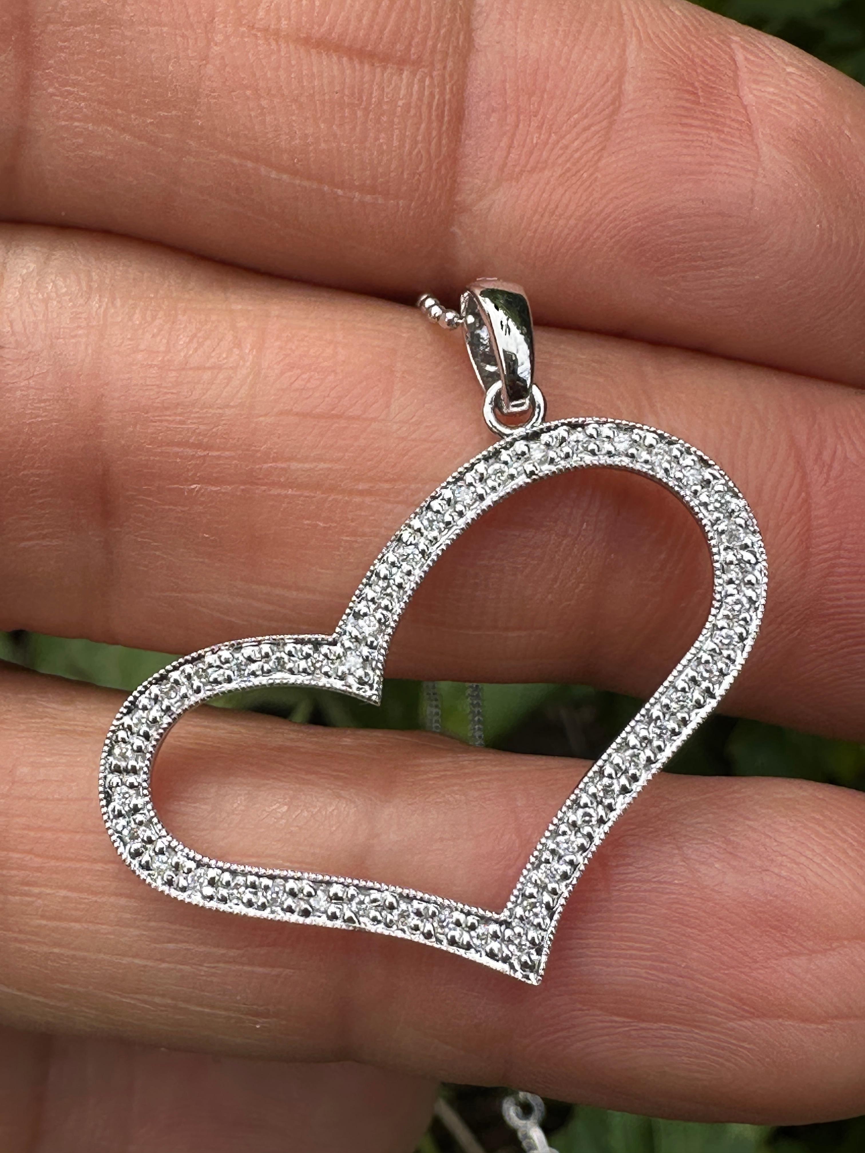 Ciondolo in oro bianco 14kt Artistics 1/3ct Diamond Heart 1