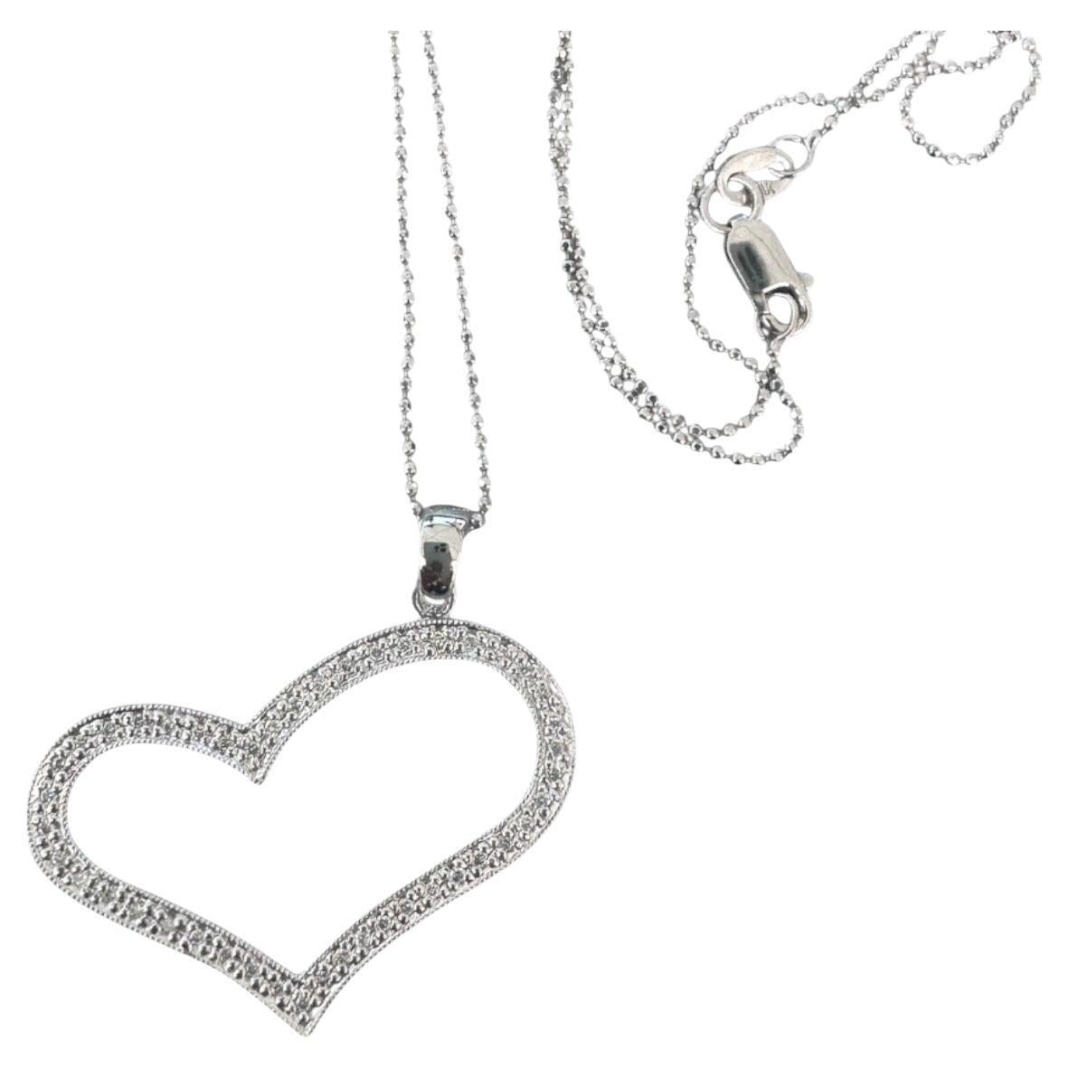 14kt Artistic 1/3ct Diamond Heart 1” Pendant white gold