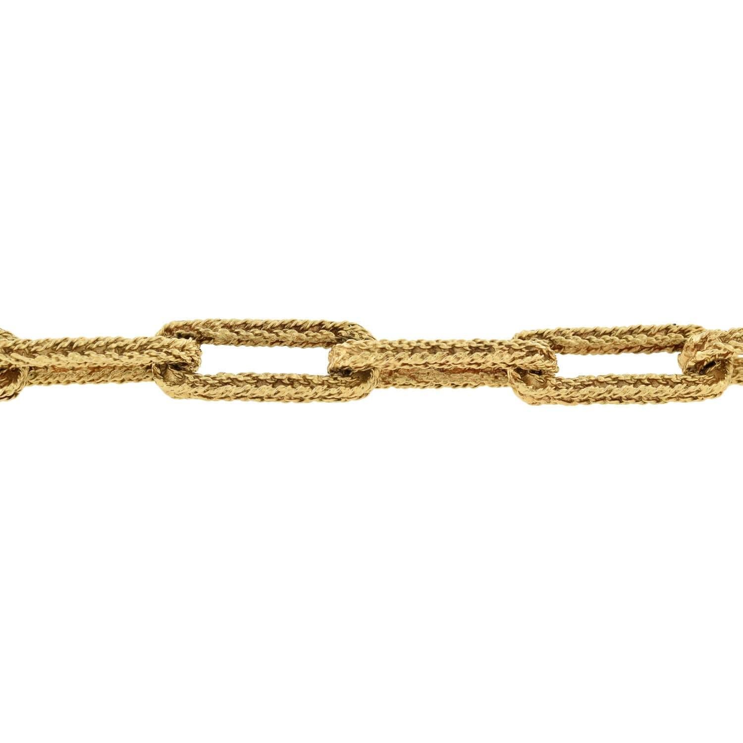 Contemporary 14kt Braided-Texture Paperclip Link Bracelet For Sale