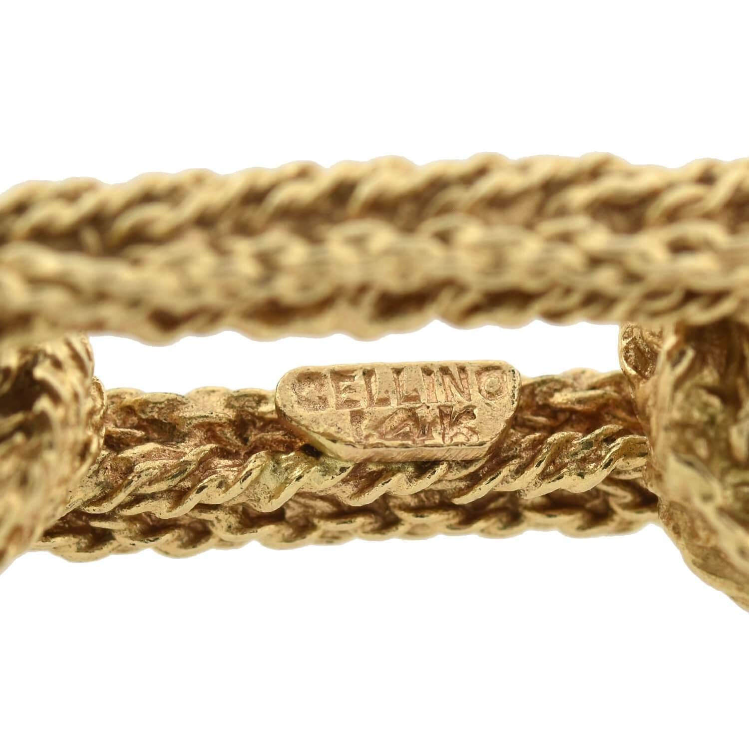 14kt Braided-Texture Paperclip Link Bracelet In Good Condition For Sale In Narberth, PA