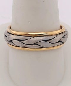 14 Karat Braided Two-Tone Yellow and White Gold Ring Wedding Band