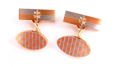 14kt Checkers Chess Checkerboard Gold Cufflinks*