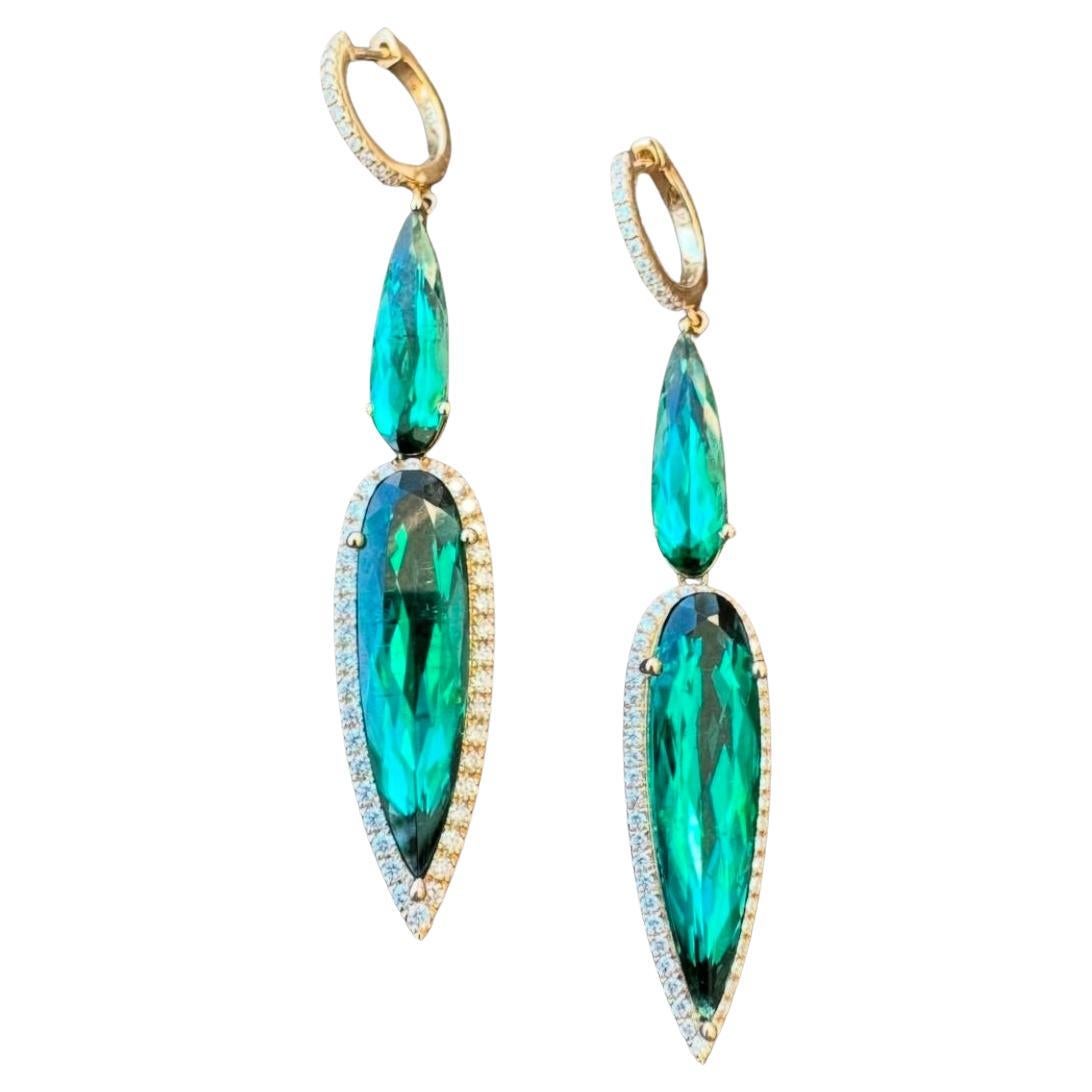 14kt, diamond and Tourmaline earring